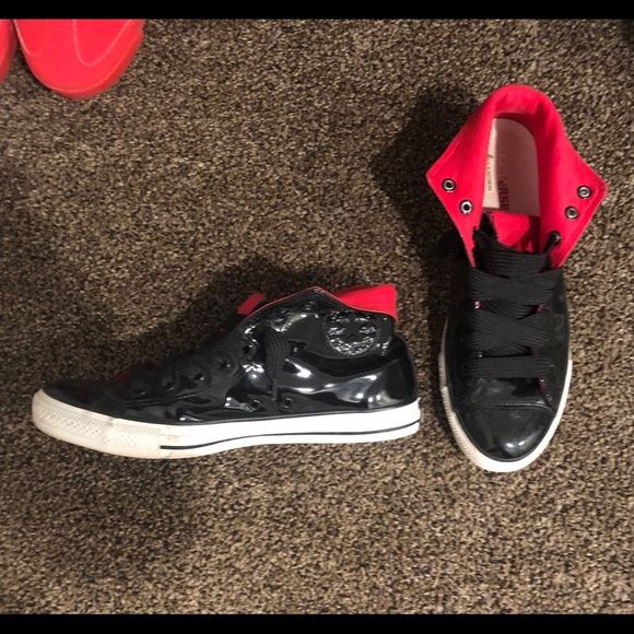 Men’s Converse All Star - Black and red leather - Picture 1 of 3